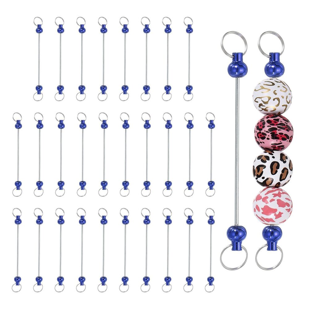 5587 30pcs Beadable Keychain Bar, Beadable Keychains Blanks Beaded Keychain